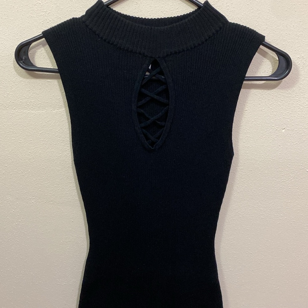 BLACK RIBBED MIDI SWEATER BODYCON DRESS
